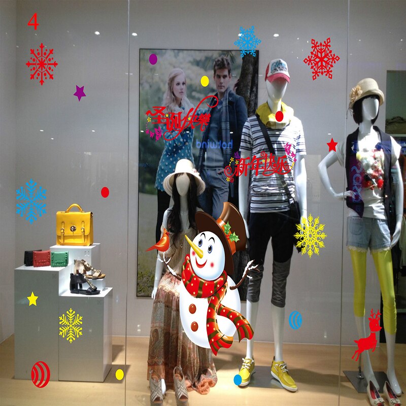 Pegatinas de Navidad de dibujos animados para escaparate de ventana, muñeco de nieve extraíble, de vidrio para decoración del hogar, pegatinas electrostáticas sin pegamento de PVC: 4