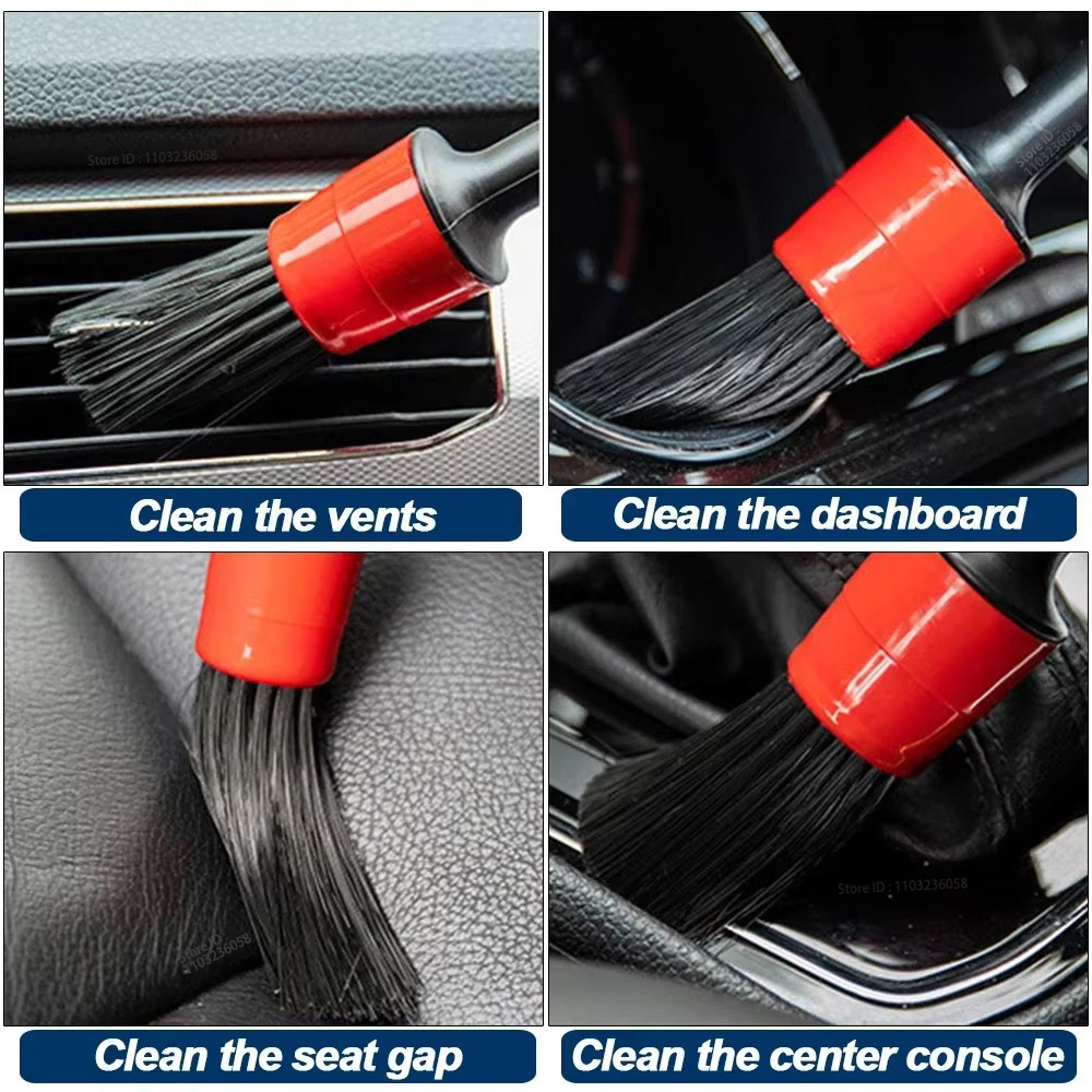 PWS Kit de cepillos para detalles de coches, cepillos para limpieza automotriz, limpieza de aire automática, cepillo de taladro eléctrico, limpieza de polvo y suciedad de coches