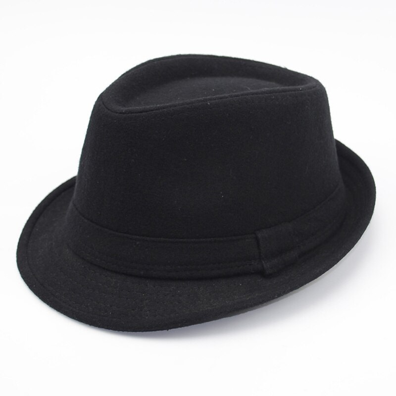British Style Short Brim Jazz Caps Hats Wool Felt Fedoras Trilby Hat Solid Panama Formal Cap For Men Women Unisex: Black