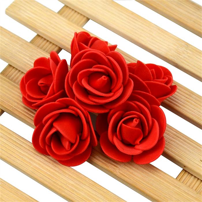 50PCS/Bag Mini PE Foam Rose Flower Head Artificial Rose Flowers Handmade DIY Wedding Home Decoration Festive &amp; Party Supplies: Deep red