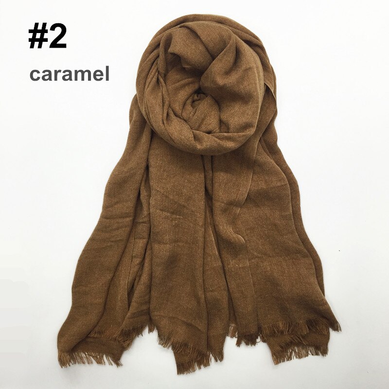 1PC Festival écharpe plaine foulards et châle frange hiver écharpe doux musulman imprimer hijab solide pashmina enveloppement 12 couleur: color 2