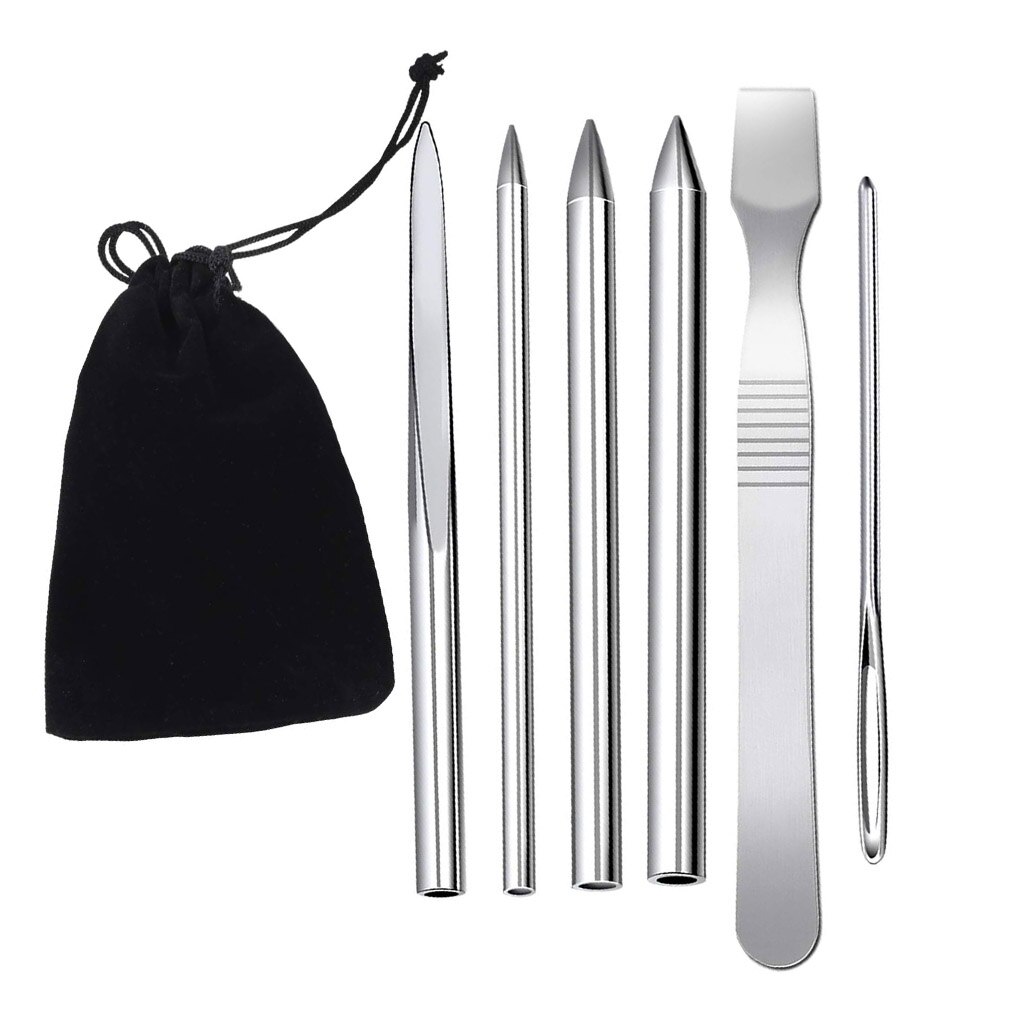 4Pcs Paracord Stiksels Set Roestvrij Stalen Armband Lederen Diy Weven Paracord Vetersluiting Naald Smoothing Tool: 7 pcs