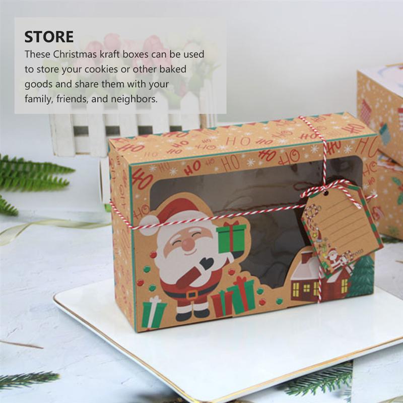 12 Uds Galleta de Navidad cajas de papel Kraft caja de de Navidad de Goody caramelo caja galleta cajas para la de navidad