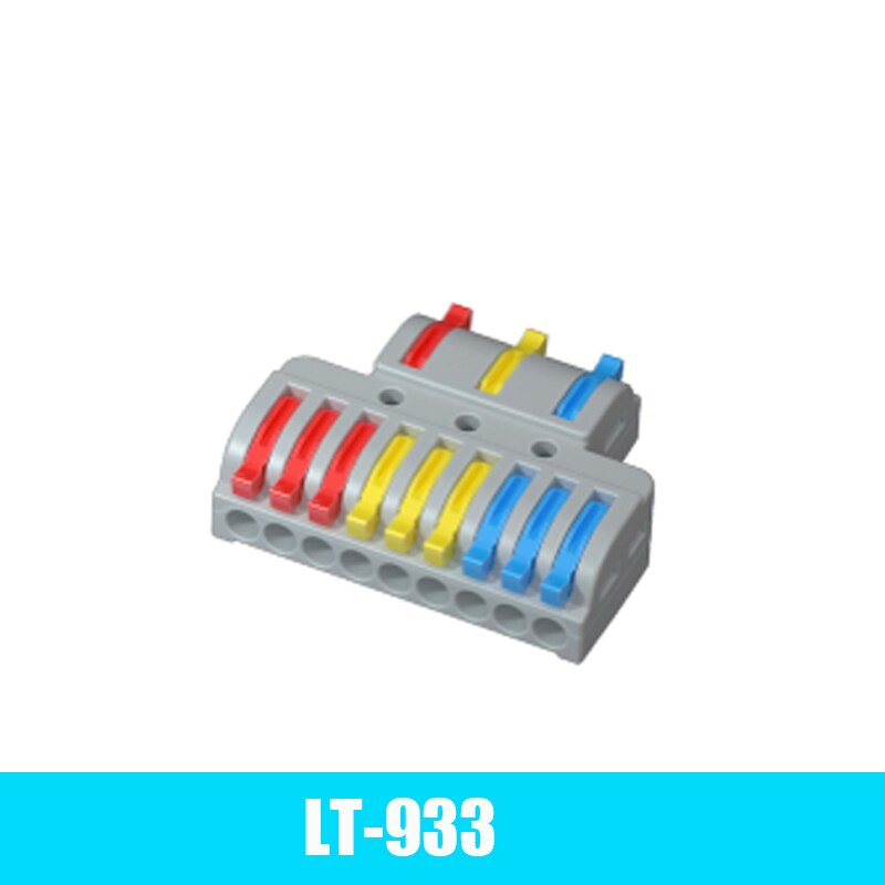 Wire Connector 2 In 4/6 Out Wire Splitter Terminal LT-422 633 623 933 Compact Wiring Cable Connector Push-in Conductor: LT-933 / 10pcs