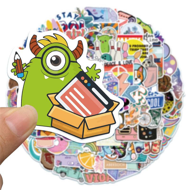 100 Stuks Grappige Mooie Verse Leven Stickers Decal Scrapbooking Diy Pasters Decoratie Telefoon Laptop Waterdichte Accessoires