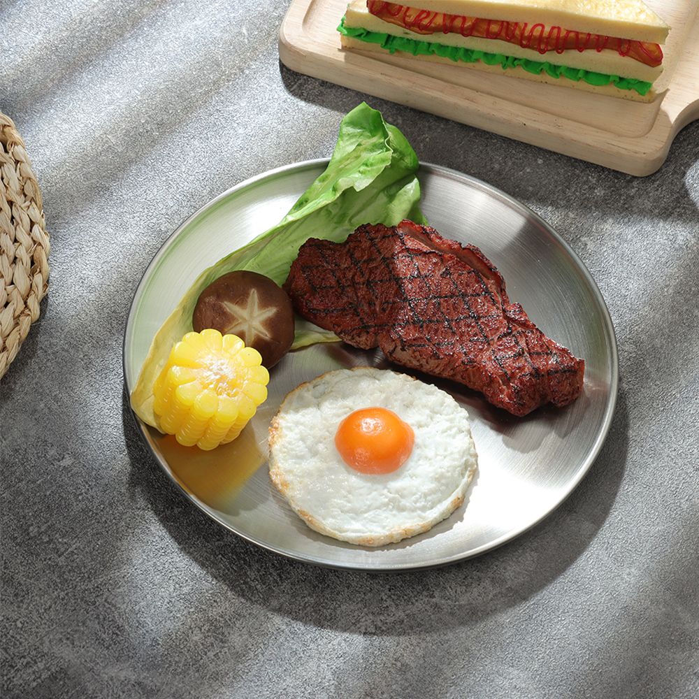 14/17/20/23/26CM Edelstahl Knochen Spucken Gericht Gold Silber Flache Schale Runde platte Metall Esszimmer Rabatt Nachtisch Geschirr