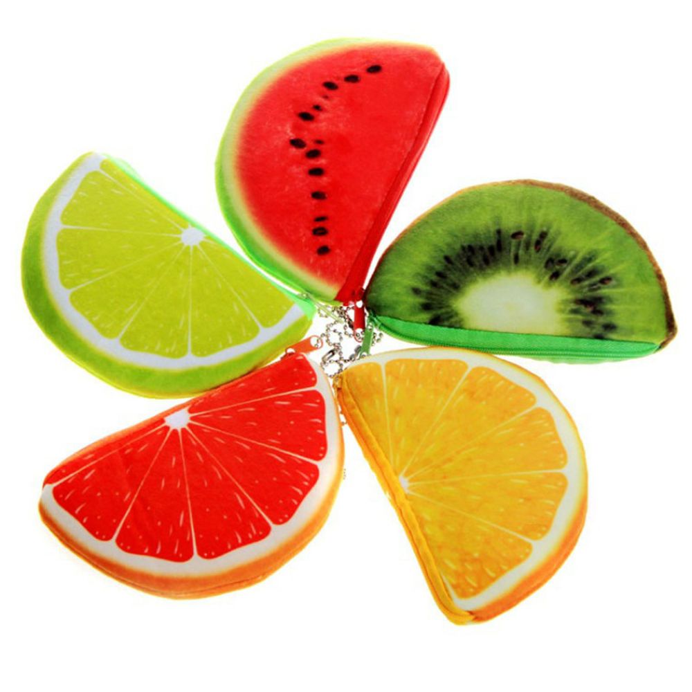 Orange Watermelons Semicircle Wallets 3D Ladies Purse Soft Printing Fruit Bags Children Clothes Pouch for Kids