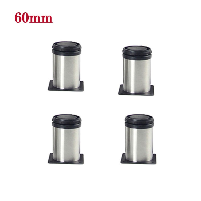 Stainless Steel Furniture Height Metal Adjustable Legs Feet Cabinet Table Sofa Bed Chair Legs Furniture Support Hardware thicken: 4 X 60mm