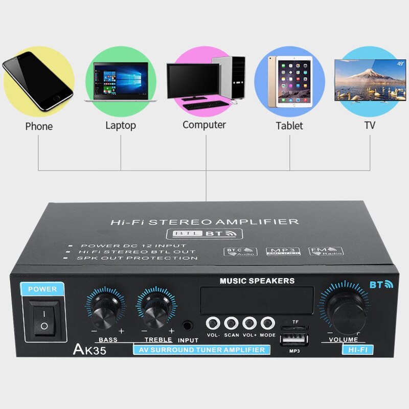 110V/220V 400W + 400W Mini 2,0 Kanal Digital Verstärker Bluetooth 5,0 Empfänger USB Musik Spieler Stereo Heimat/Auto/Marine Audio- Ampere