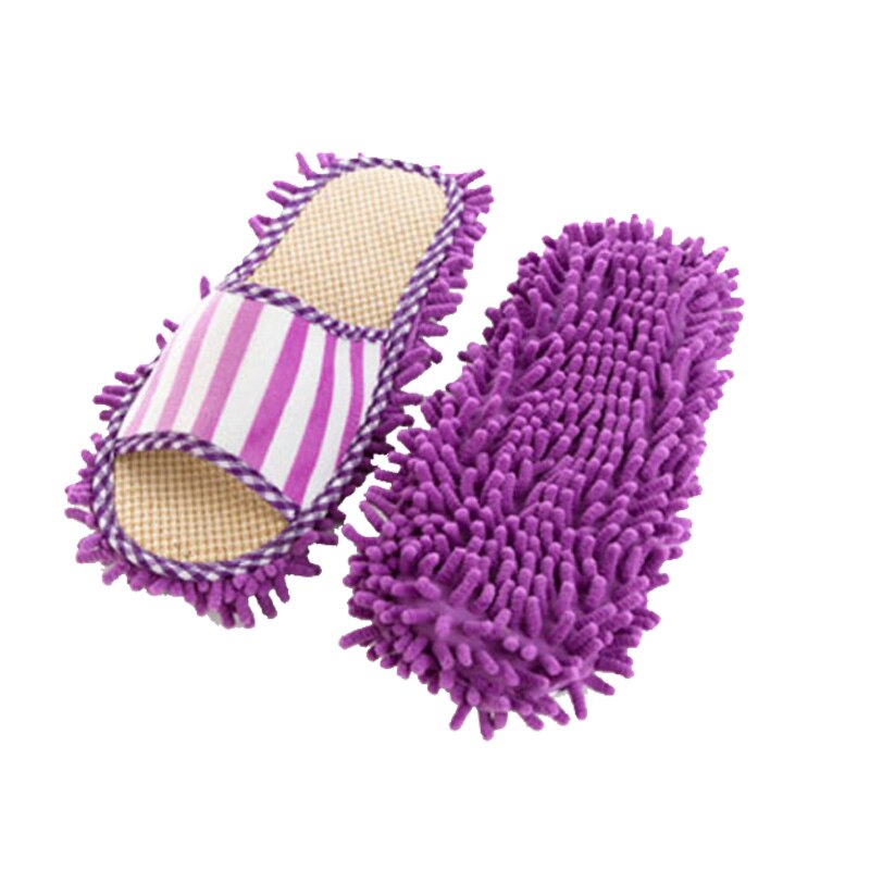 Unisex lavable polvo zapatillas mopa zapatos microfibra limpieza casa zapatillas mopa multifuncional limpieza de suelo zapatos cubierta: purple