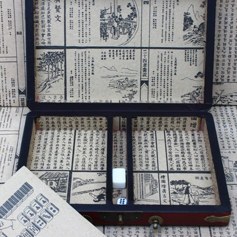 Jeu de 144 pièces de Mahjong numérotées chinoises, jouet chinois Portable avec boîte