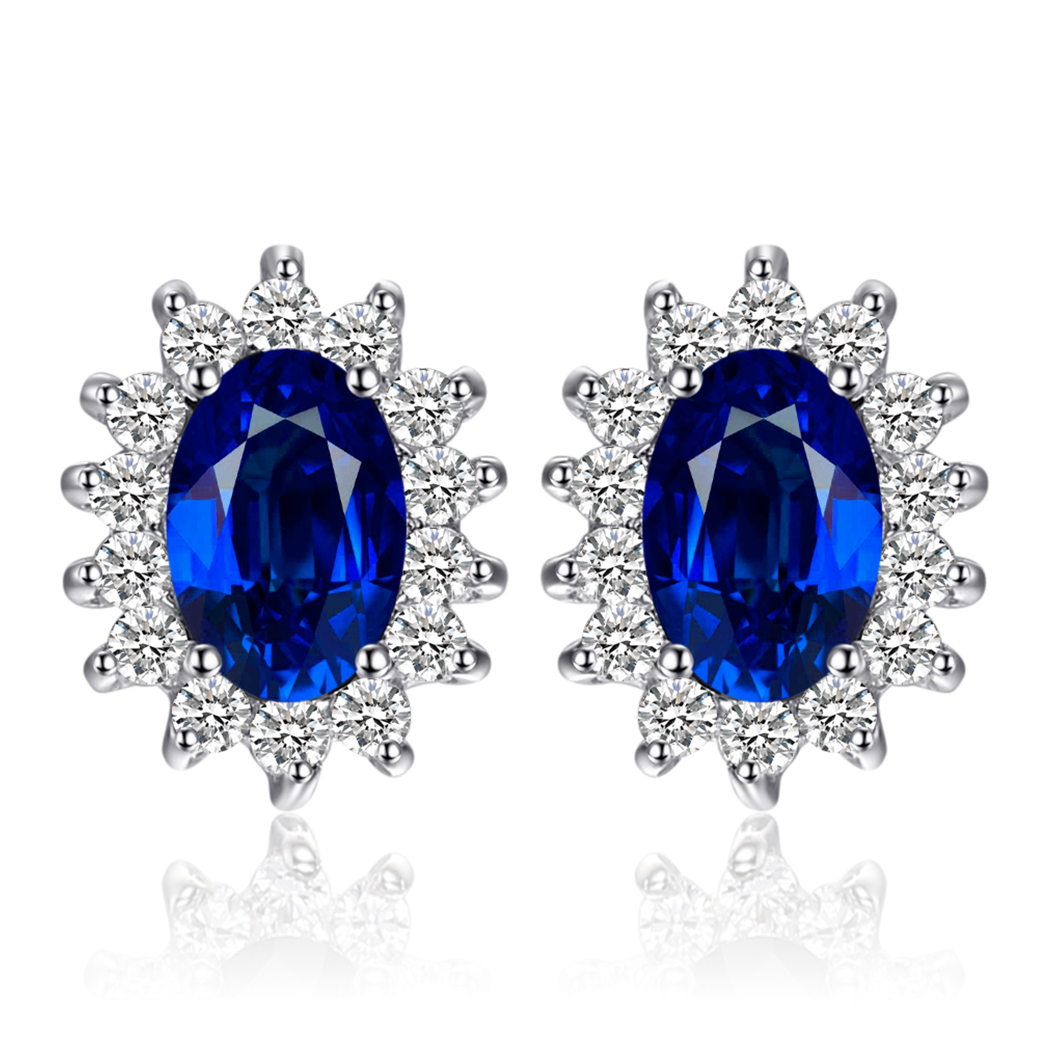 Jewelrypalace Gemaakt Blue Sapphire Ruby 925 Sterling Zilveren Stud Oorbellen Natuurlijke Amethist Granaat Peridot Topaz Prinses Diana