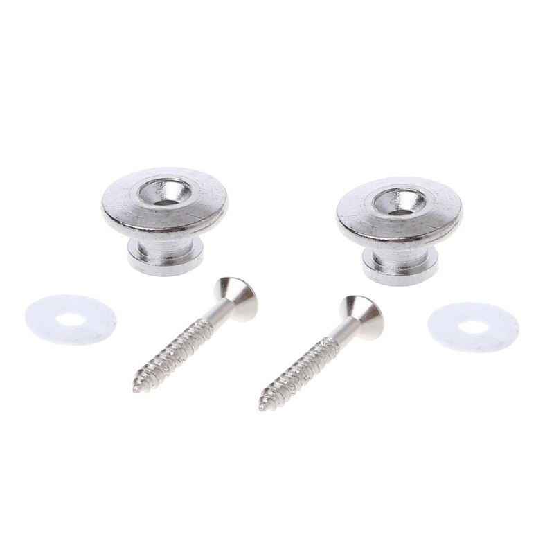 1 Paar Paddestoel Hoofd Elektrische Gitaarband Knoppen Sloten Met Montage Schroeven: Zilver