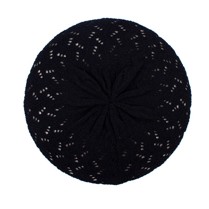 Geebro kvinders almindelig farve strikket baret hat damer fransk kunstner beret hatte forår afslappet tynde akryl berets til kvinder beanie: Sort