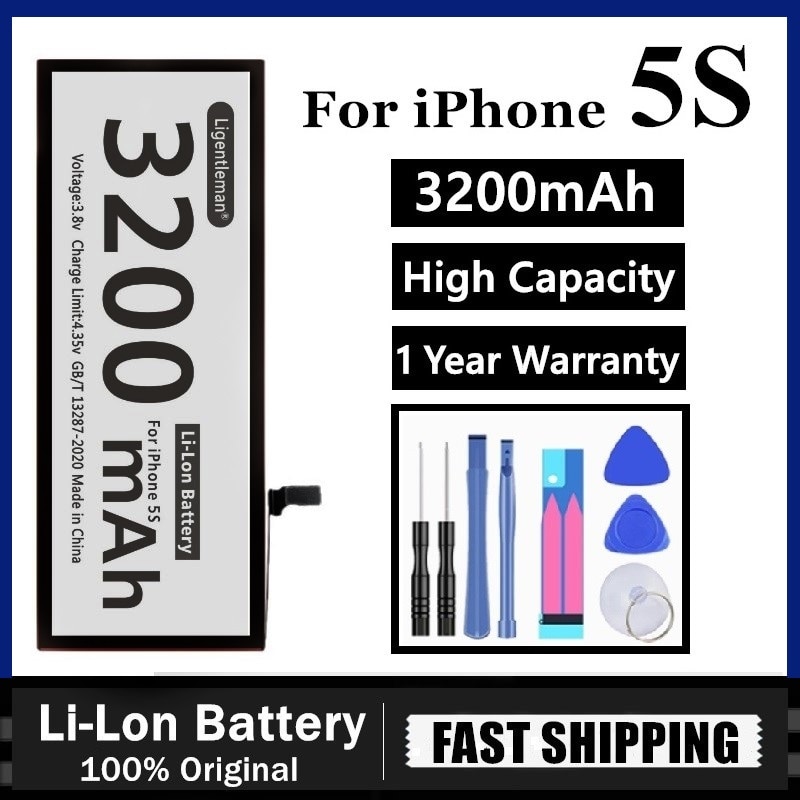 3200 mah batteri med høy kapasitet til iphone 5s original batteri til iphone 5s bateria til apple iphone 5s