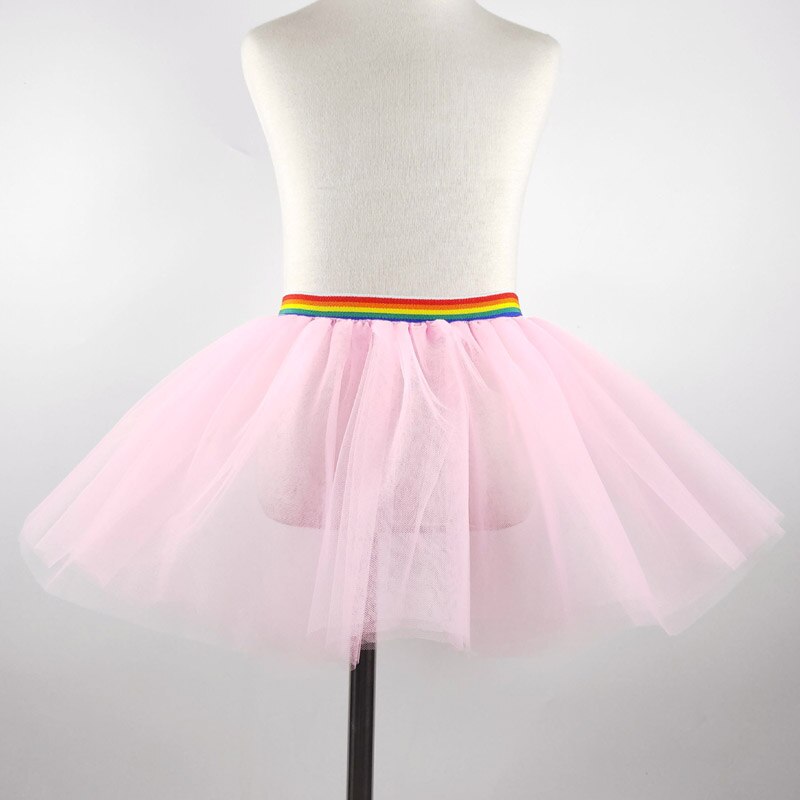 Nowy tęcza dziewczynek tutu spódnica baleriny Pettiskirt puszyste dzieci spódnica balet na imprezę tańca księżniczka dziewczyna tiul ubrania: Różowy / 3-8Y (100-120cm)