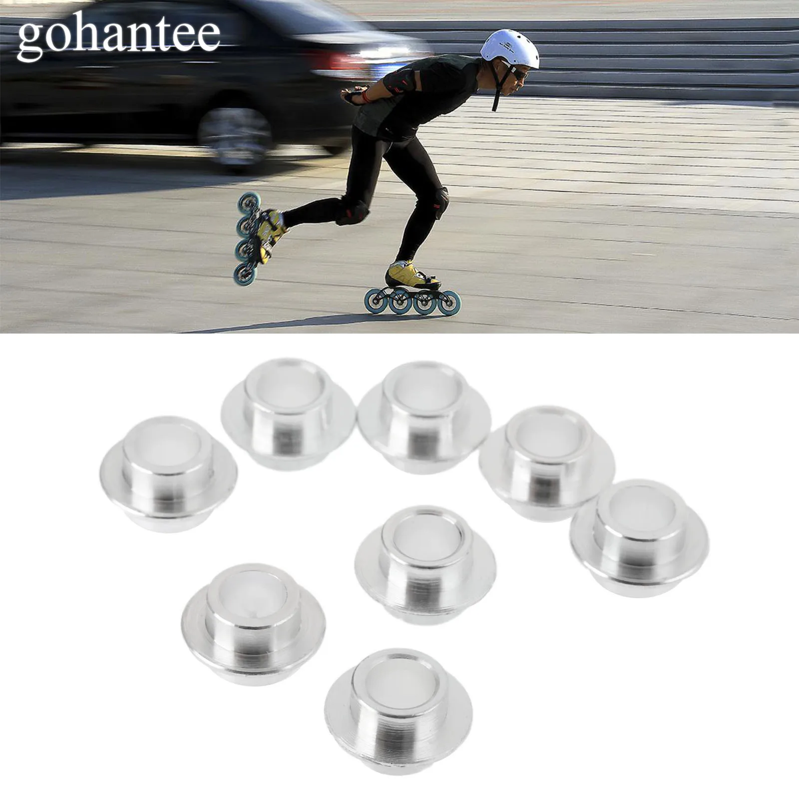 Gohantee Skate Wiel Accessoires 8PCS Aluminium 8mm Skate Lagerbus Spacers voor Standaard Schaatsen Wiel Vervangende Onderdelen