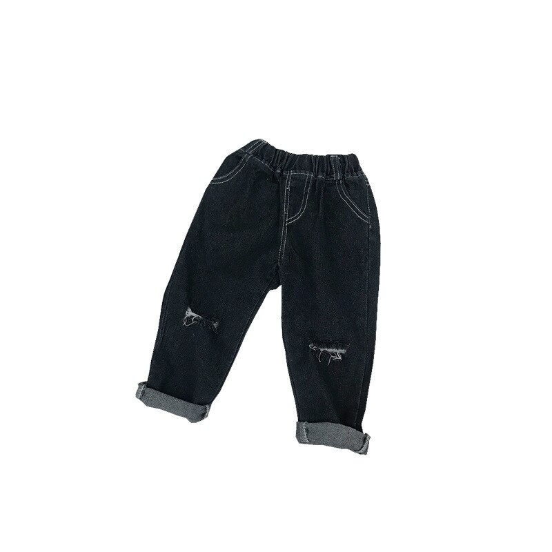 2 3 4 5 6 år svarta cowboy jeansbyxor barn jeans tjej enkla småbarn slitna jeans pojkar bebis höst barn byxor