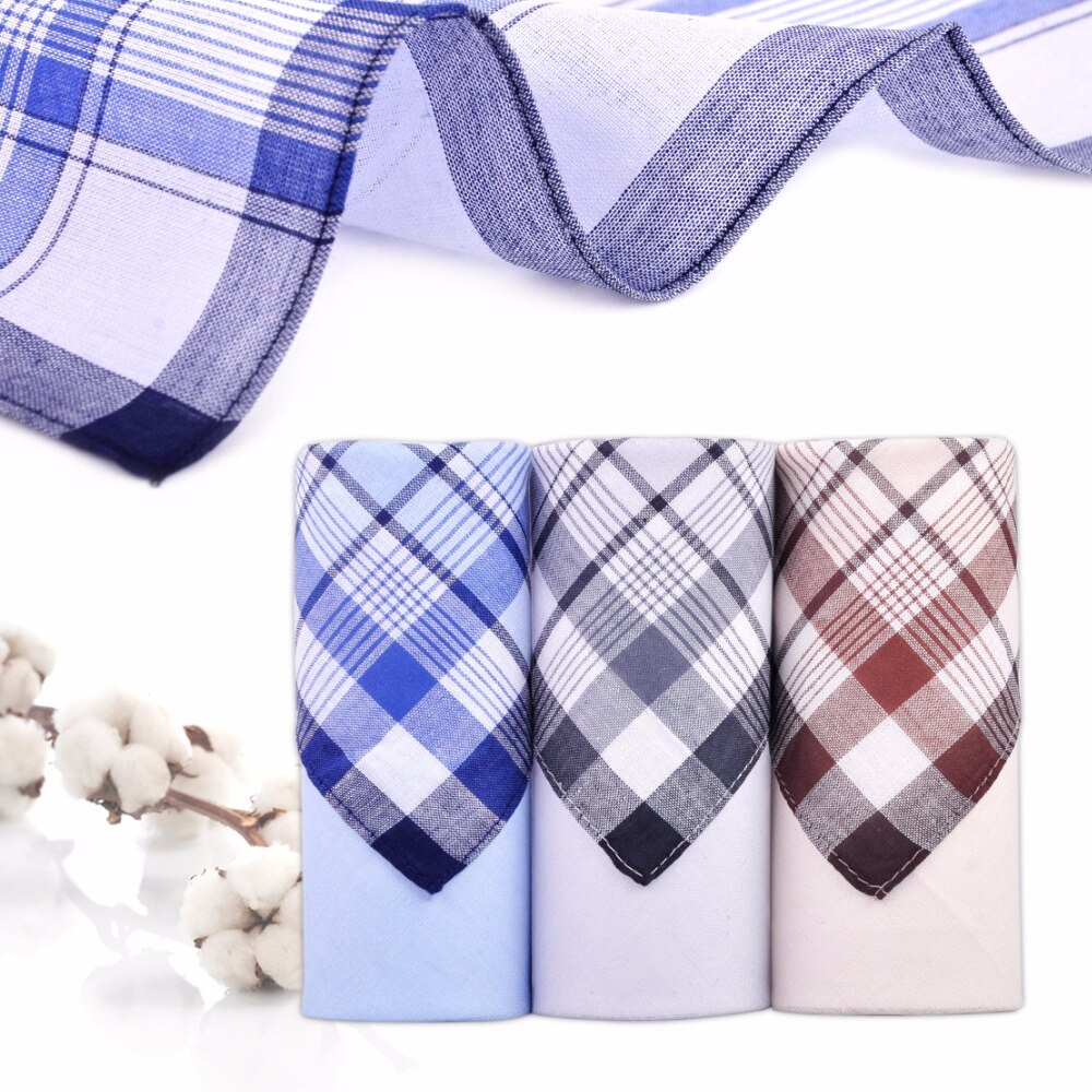 Cicitree 6 stk / sæt flerfarvet firkantet stribe 100%  bomuldslommetørklæder 38*38cm mænd klassisk mønster vintage lomme hanky plaid
