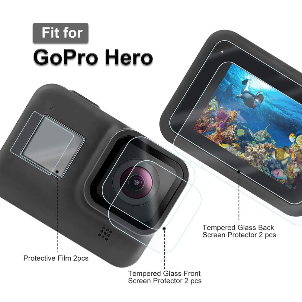 Tempered Glass Protective Film for GoPro Hero 8 7 6 5 Hero Black Screen Protective Camera Lens Cover Cap For Go Pro Accessories: 2 set / 5 GoPro