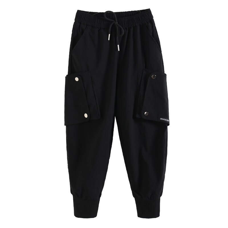 Pantalon Cargo uni pour garçon et adolescent de 4 à 14 ans, multi-poches, style Streetwear décontracté, collection printemps et automne