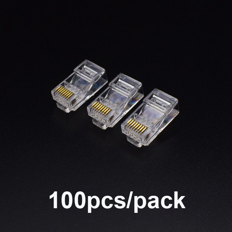 20/50/100pcs Cat6 Cat6e RJ45 Connector Module Plug 1000Mbps Ethernet Cables Adapter Gold Plated Network Crystal Heads: WHITE