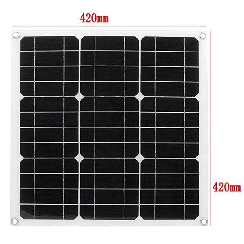 100W 12V 5V USB Solar Panel Solar Battery Charger 10A PWM Controller IP65 Single Crystal for Car Battery Alligator Clip Cable