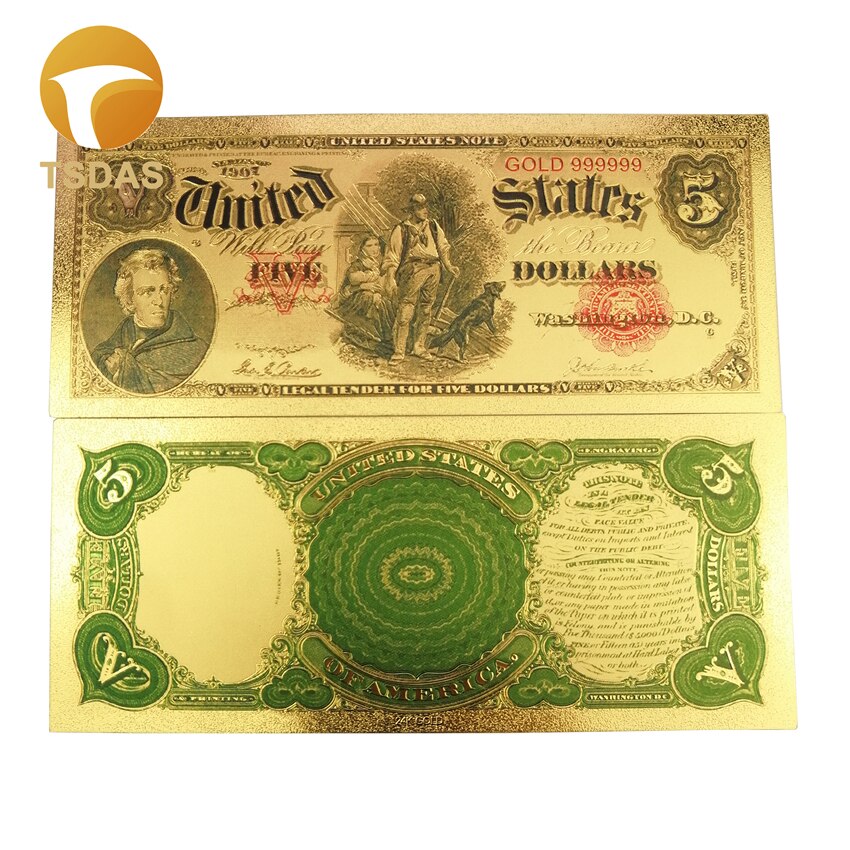 Usa sedler $ 5 dollars guldfolie seddel til indsamling og