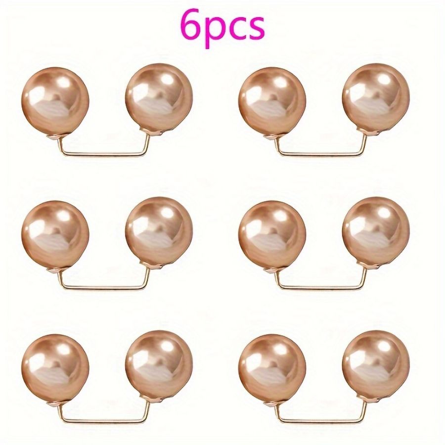 6er-einstellen modische Perlennadeln für Kleidung, Schals, sichere und verstellbare Röcke und Kleider, modische Accessoires mit Nachahmung Erbse: Braun