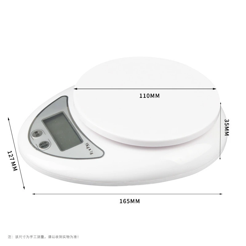 Con bandeja, báscula Digital portátil LED de 5kg, balanza de alimentos, medición de peso, báscula de cocina, báscula pequeña de pesaje en gramos
