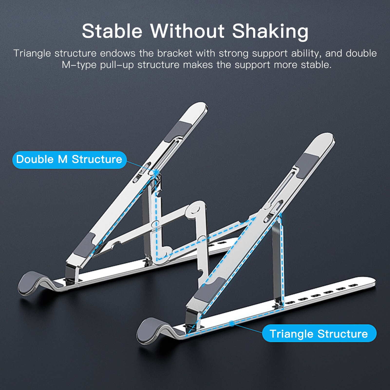 Portable Laptop Stand Foldable with 7 Levels Height Adjustment Aluminum Alloy Laptop Riser Ergonomic Notebook Holder Stand