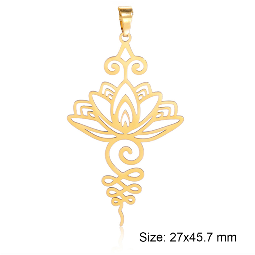 Breloques en forme de fleur de Lotus, en acier inoxydable, amulette religieuse, pendentifs, accessoire pour collier, boucles d'oreilles, bijoux, bricolage,: orange