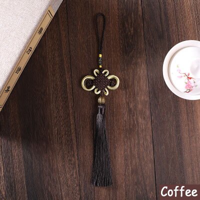 2 uds. De nudos chinos, abalorios, flecos, colgantes, Material artesanal para manualidades, adornos de borlas para cortinas de , accesorios de decoración, cinta de borlas: Coffee
