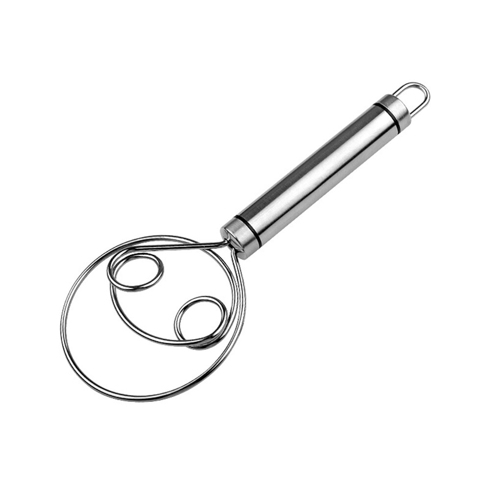 Egg Beater Flour Coil Agitator Danish Whisk Stick Stainless Steel Handle Blender Diy Bread Dough Bakeware Stainless Steel Gadget: A