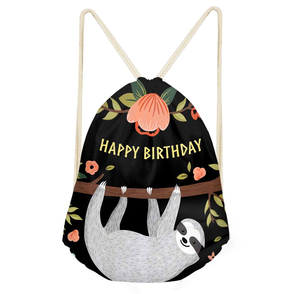 Haoyun schattige boom luiaard geschilderde trekkoord tassen voor vrouwen meisjes linnen trekkoord rugzak rugzak reis opbergzak druppelaar