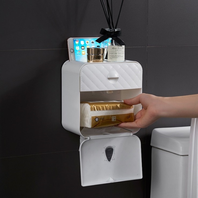 Multifunktionel toiletpapirholder badeværelse vedhæng badeværelse opbevaringsboks toiletpapir holder badeværelse opbevaring