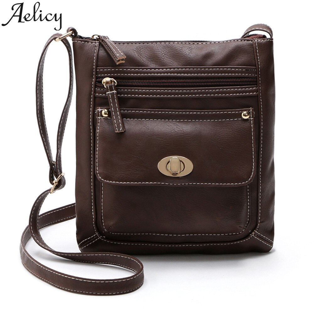 Aelicy solid color Leather Satchel Cross Body Zipper Crossbody Shoulder Bags Women Messenger Bags Handbag Zipper: CO