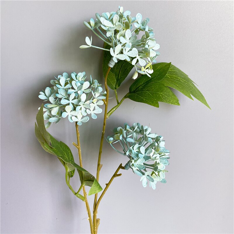Lilac Hydrangea flower branch plastic artificial flowers for garden decor flores artificiales: Blue