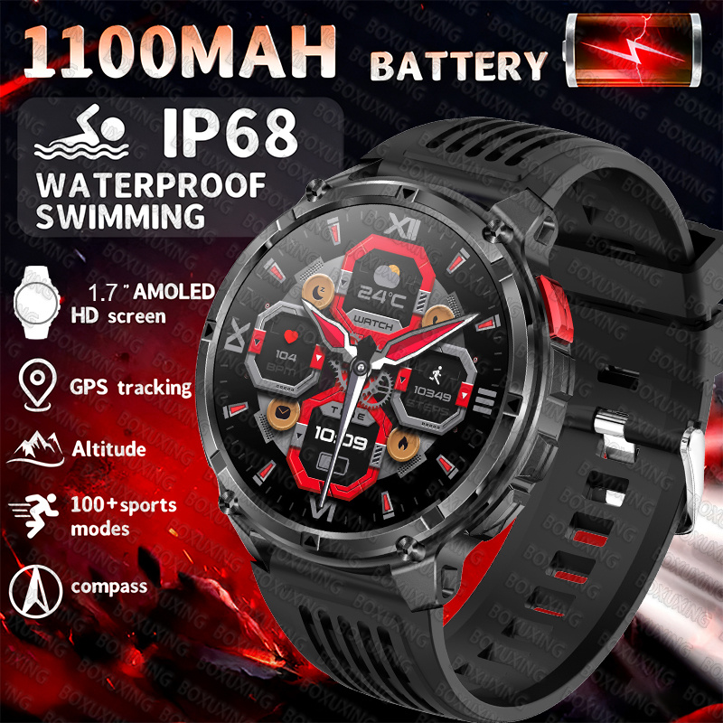 2025 Nuovo Sport All'aria Aperta Astuto Della Vigilanza Degli Uomini di Schermo HD 1100mAh Batteria di Grande Lungo Tempo di Standby Chiamata Bluetooth Orologio Sportivo Impermeabile: BIANCO