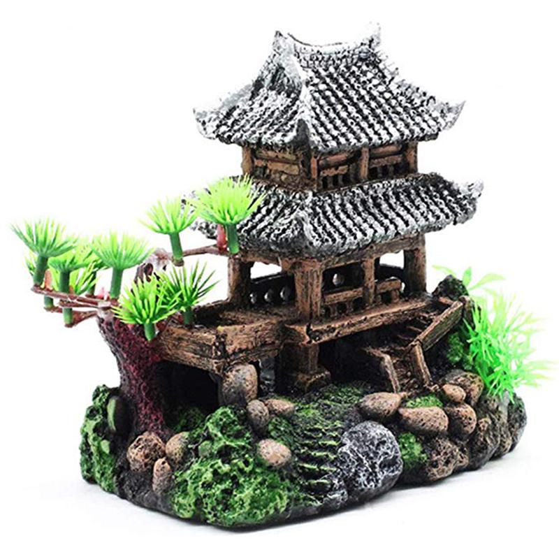 Kunstmatige heuvelhuisdecoratie, prachtige landschapskunstwerken van hars voor aquariumdecoratie-accessoires (gebouw)