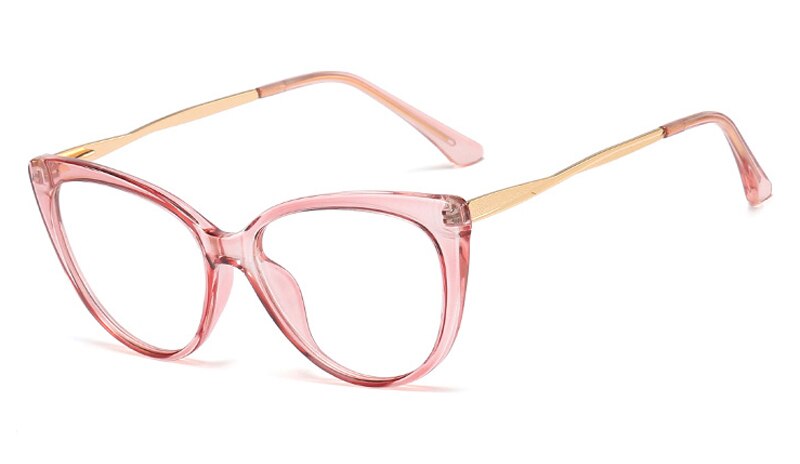 Peekaboo red leopard retro cat eye glasses frames for women half metal ladies optical glasses transparent accessories: pink with clear