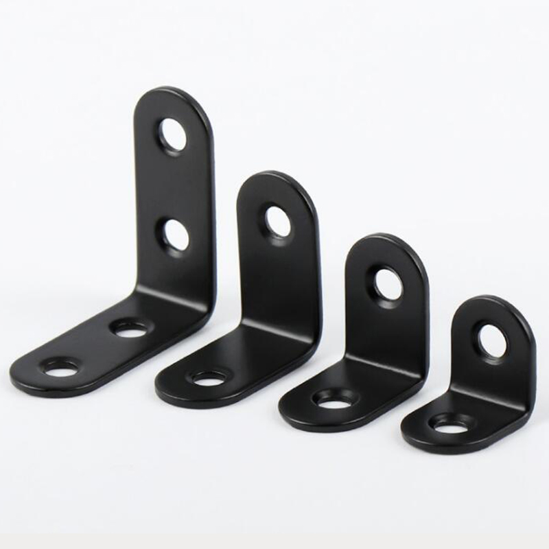 Attelle d'angle noire en acier inoxydable, support d'étagère à Angle droit pour étagères de Table avec vis 10 pièces