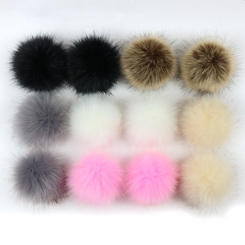 12Pcs 8Cm Diy Winter Faux Fur Ball Pompom Vrouwen Auto Tas Sleutelhanger Sleutelhanger Elastische Diy Sleutelhanger Konijn haarwortel Zakken Hoed Decor: 11