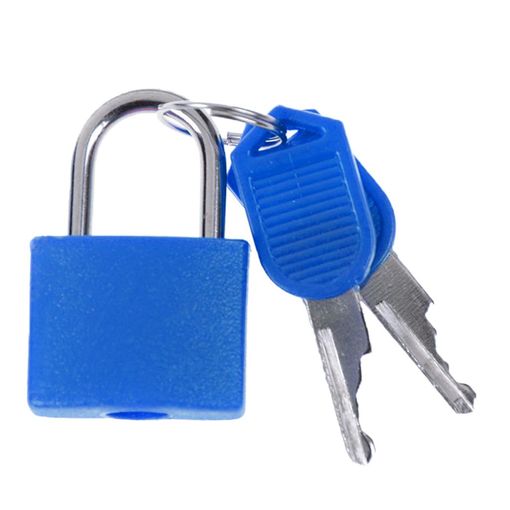Mini Small Strong Steel Padlock Travel Tiny Suitcase Lock with 2 Keys: Dark Blue