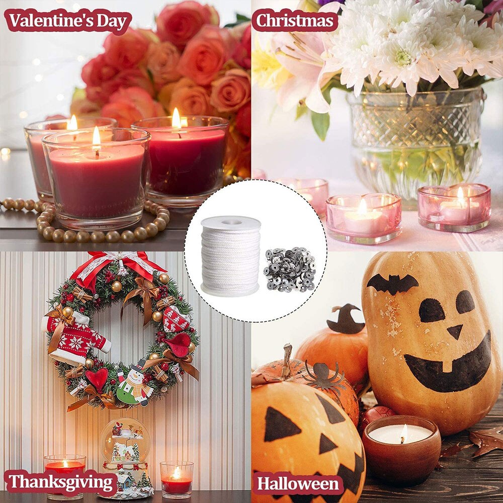 61M Witte Kaars Lont Katoenen Kaars Geweven Lont Voor Kaars Maken Kaars Olie Lampen Kaarsen Accessoire Levert 1 Roll 200 Voeten