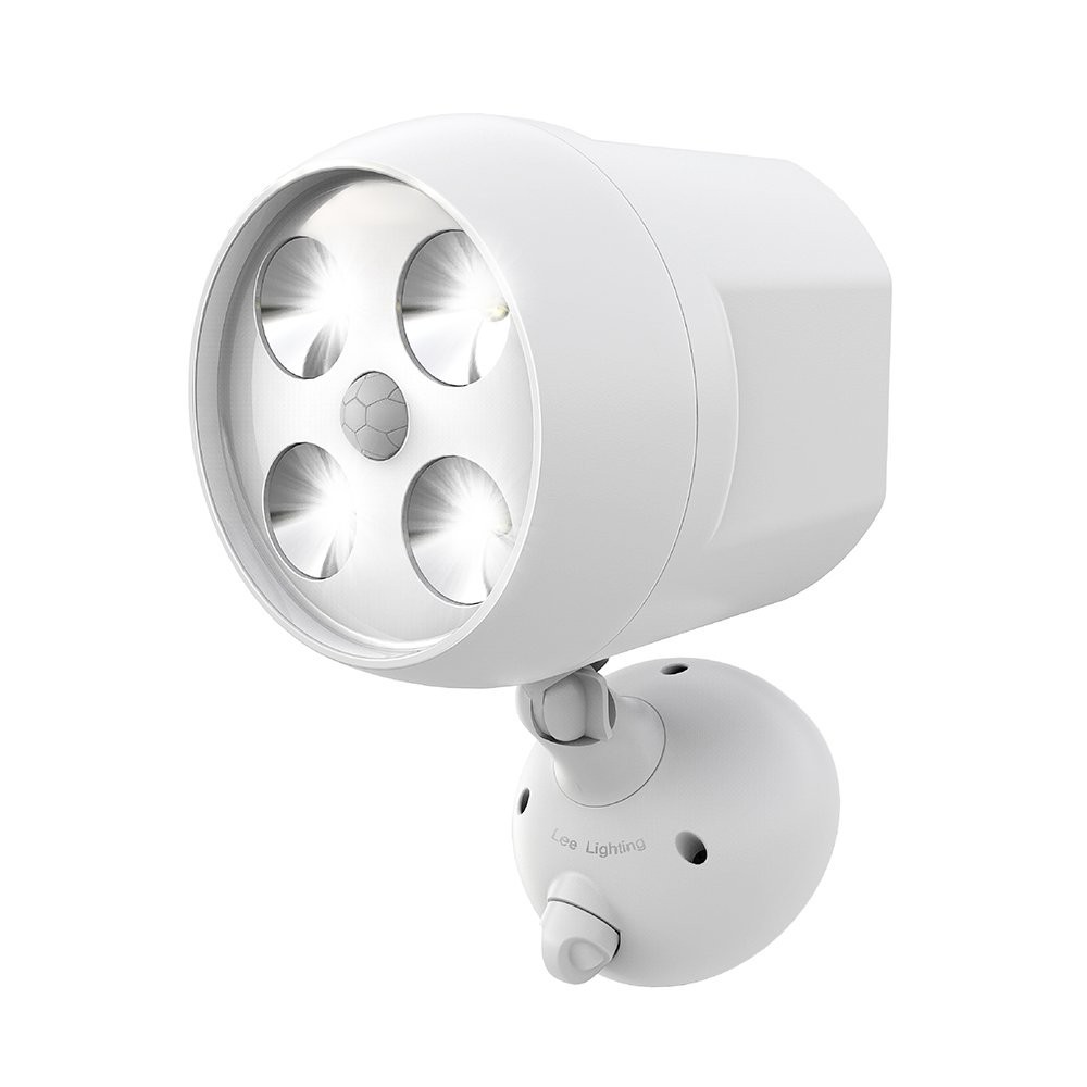 DCOO 360 Degree Rotary Motion Sensor Spotlight IP65 Waterproof 4LED Outdoor LightsBattery Operated Lamp Security Lights For Wall: WHITE