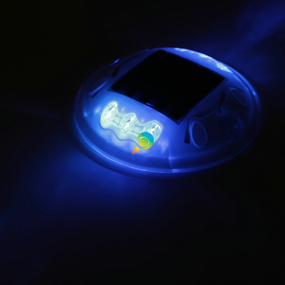 High Brightness Blue LED Flashing White Shell Solar Powered Plastic Road Stud