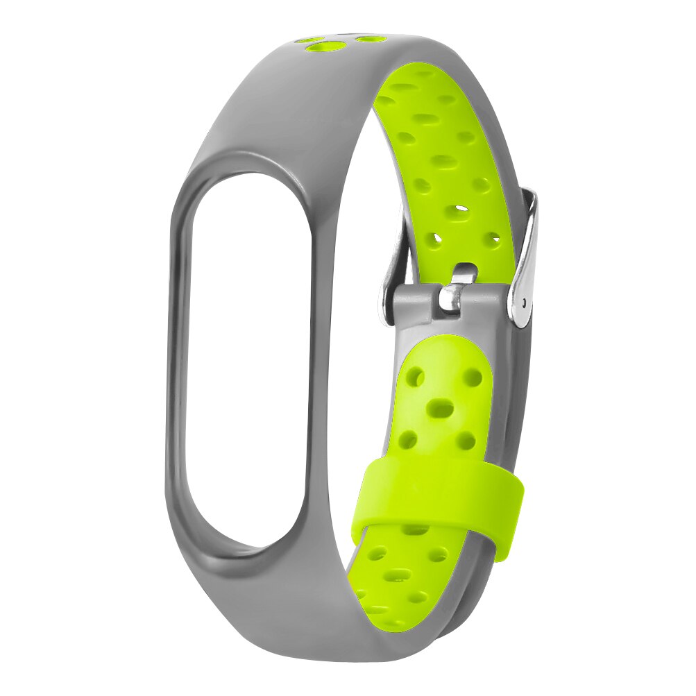 Ersatz strap Für xiaomi mi Band 4 3 Bunte Leder M Band 4 3 Metall strap PU Edelstahl Armband für mi Band 4 3 Armbänder: G gray-green