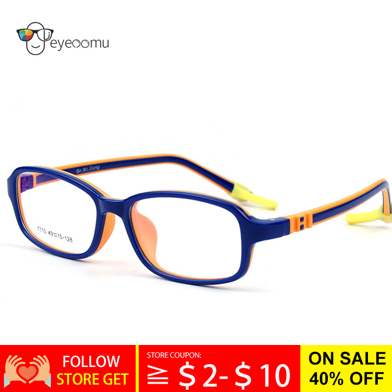 Eyeoomu børnebriller  tr90 silikone optisk ramme til børn med gummi ærme dreng sport pige nærsynethed hyperopi fleksible briller