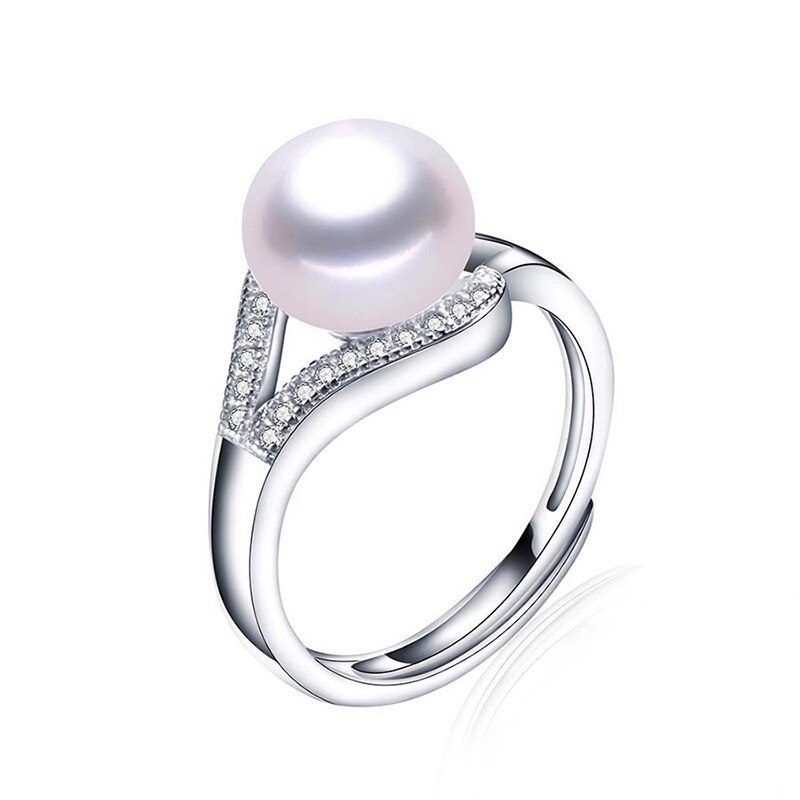 Slovmi Parel Sieraden Zilveren Natuurlijke Zoetwater Wit Paars Geel Kleuren Parel Vrouwen Ring Wedding Party Accessoires: White